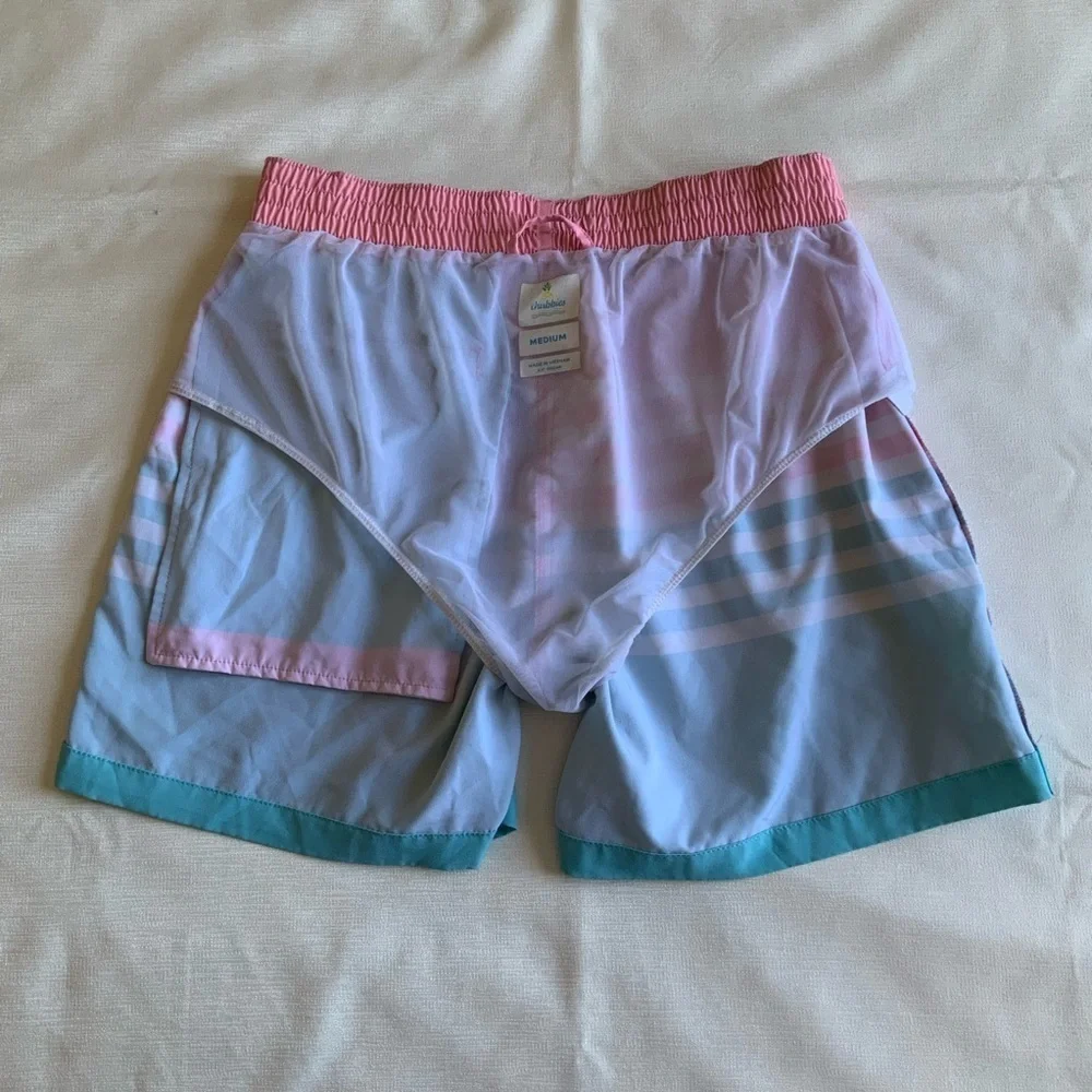 Chubbies Pink and Blue Striped Athletic Shorts